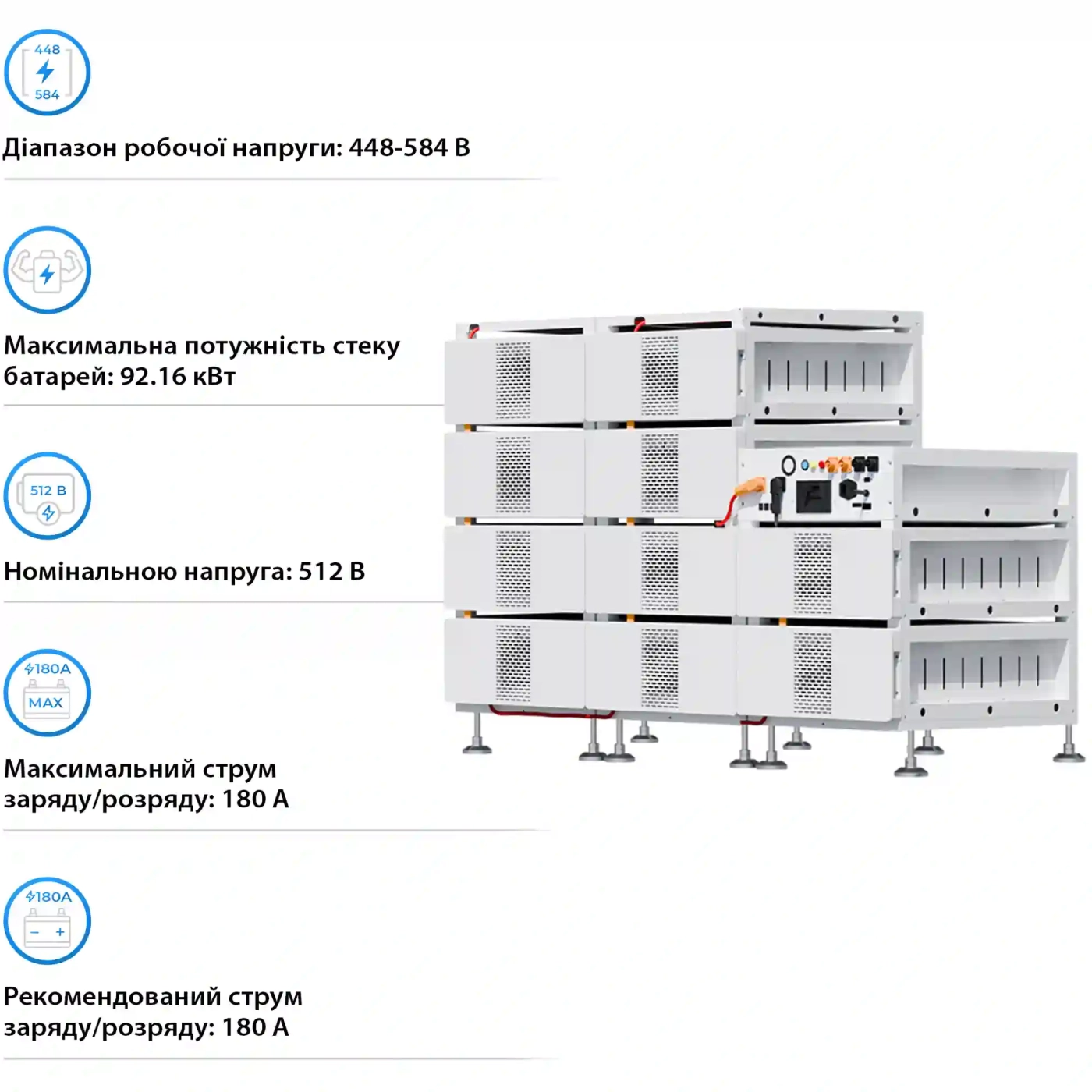 Блок батарей DEYE BOS-B Pro-A3 10шт LiFePO4 HV 512V 314Ah 160kWh з BMS (BOS-B-PRO-160kWh) - Фото 4
