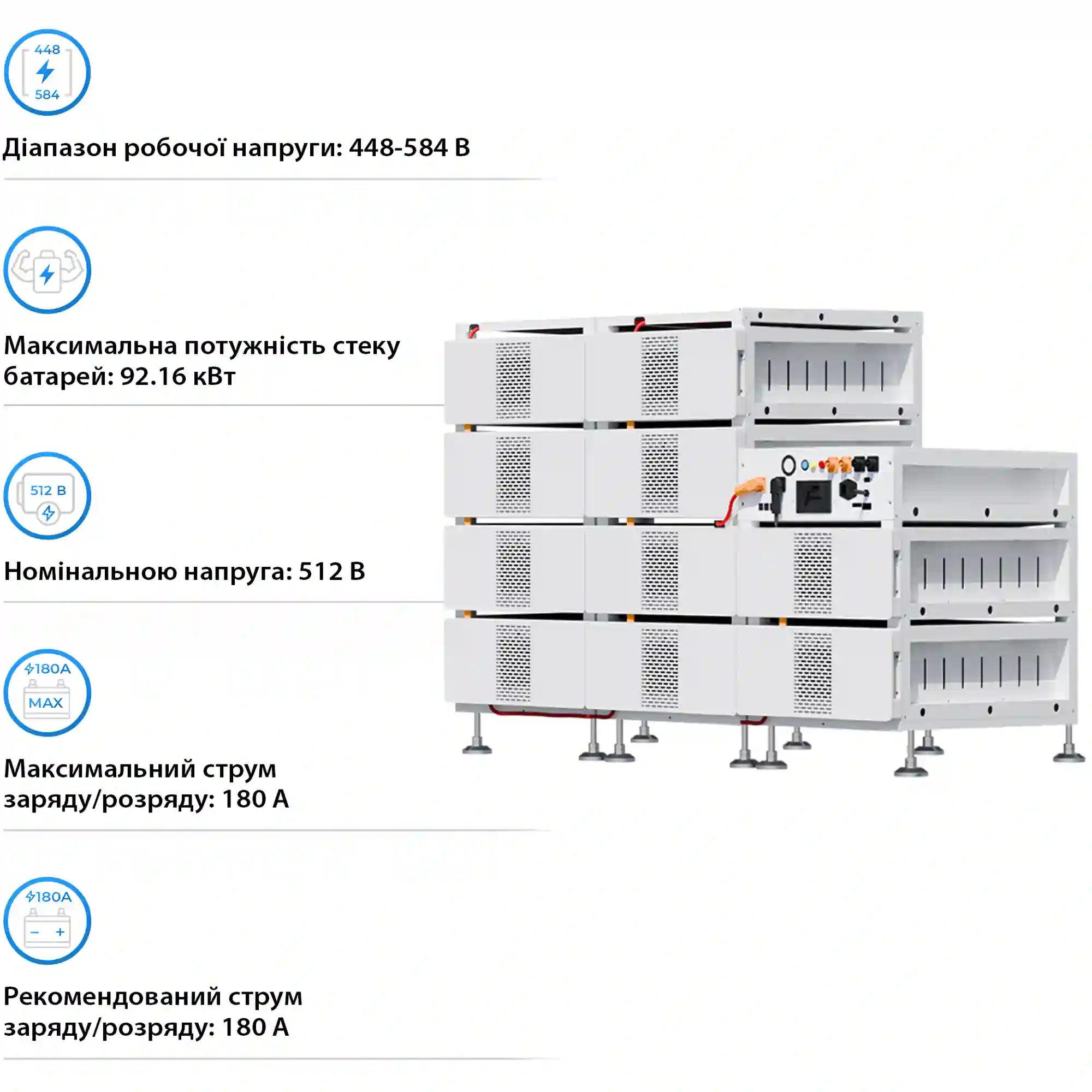 Блок батарей DEYE BOS-B Pro-A3 10шт LiFePO4 HV 512V 314Ah 160kWh з BMS (BOS-B-PRO-160kWh) - Фото 4