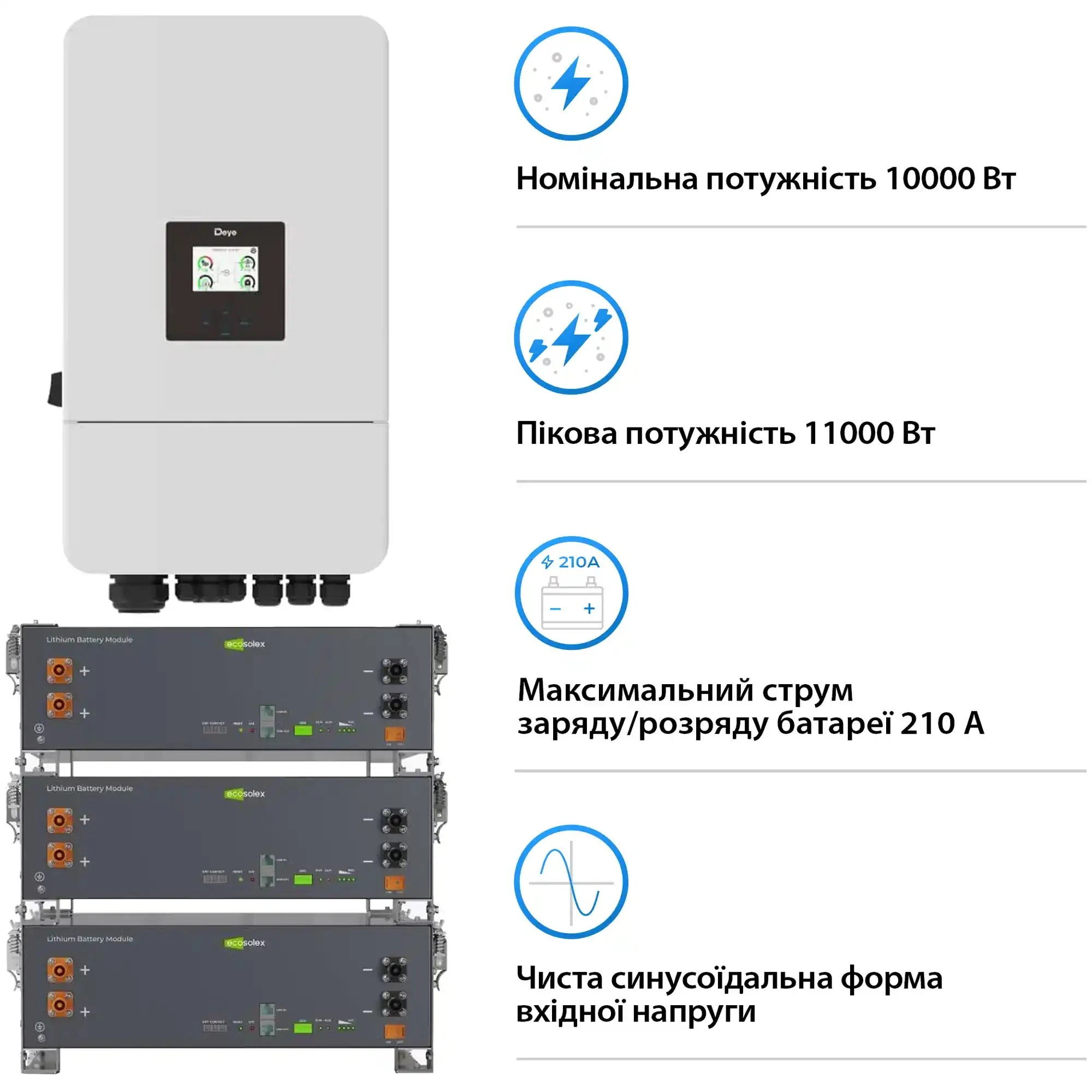 Купити Система зберігання енергії DEYE SV-3DE10K1-LEC15K1-1 10kW 15.4kWh 3BAT LiFePO4 ≥6000 циклів (SV-3DE10K1-LEC15K1-1) - фото 3