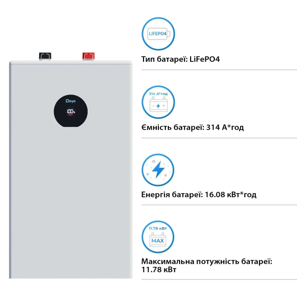 Купити Акумуляторна батарея DEYE SE-F16-С LiFePO4 LV 51.2v 314Ah 16kwh (SE-F16-С) - фото 4