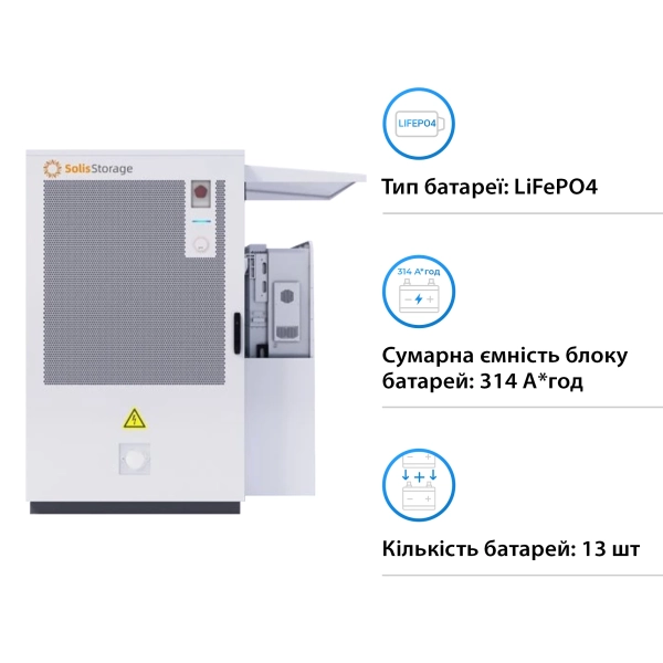 Купить Система хранения энергии Solis Evercore 125kW 261kWh 832v 314AH lifepo4 IP55 Fire Extinguisher AirConditioner with air channel (EverCore-261kWh-PRO-C5) - фото 3