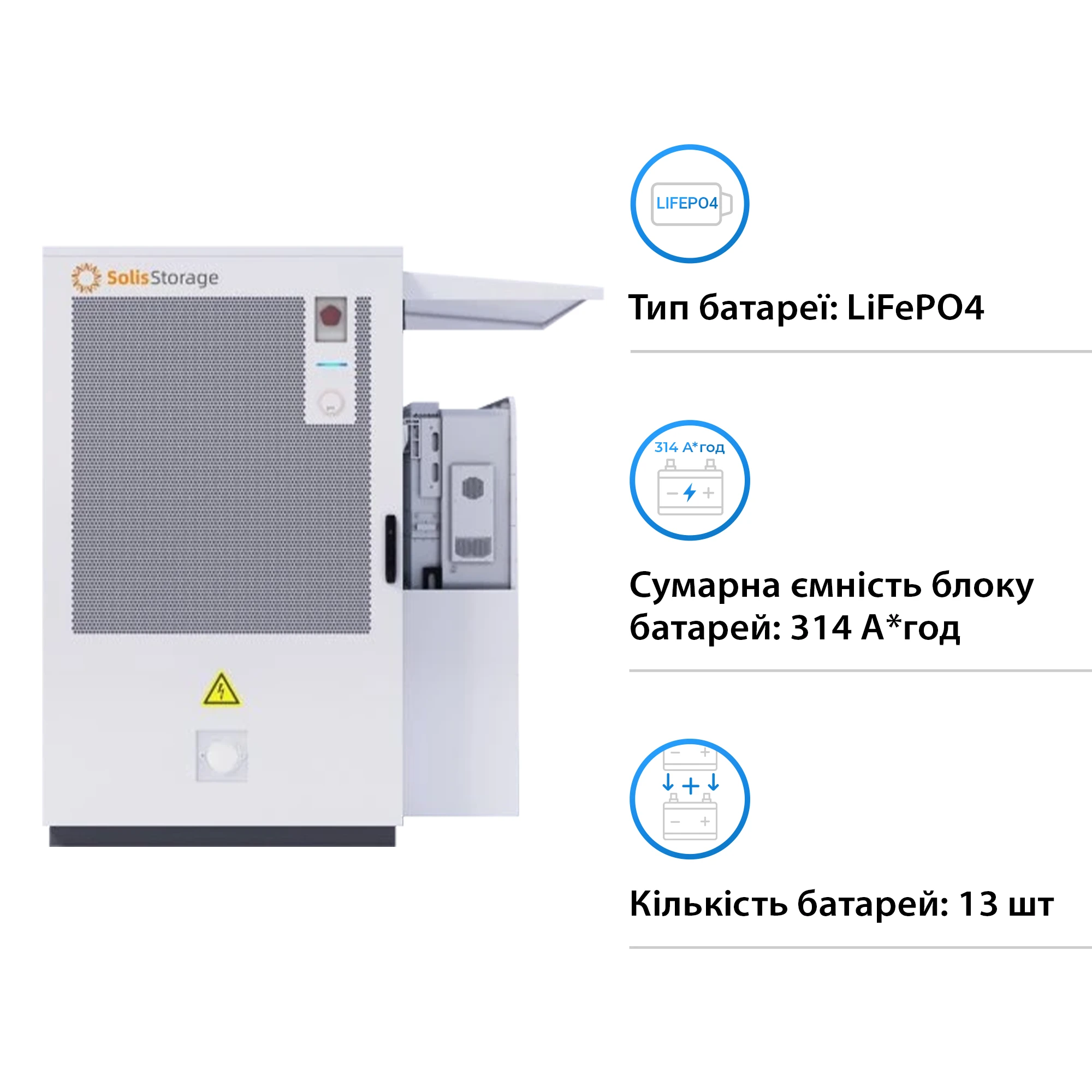 Купить Система хранения энергии Solis Evercore 125kW 261kWh 832v 314AH lifepo4 IP55 Fire Extinguisher AirConditioner with air channel (EverCore-261kWh-PRO-C5) - фото 3