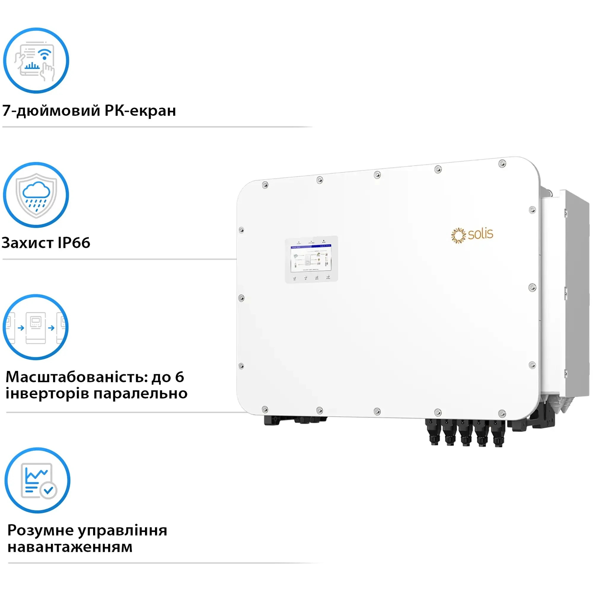 Купить Гибридный инвертор SOLIS S6-EH3P100K10-NV-YD-H 100KW HV-battery 10 MPPT Wi-Fi 220/380V Трехфазный (S6-EH3P100K10-NV-YD-H) - фото 5