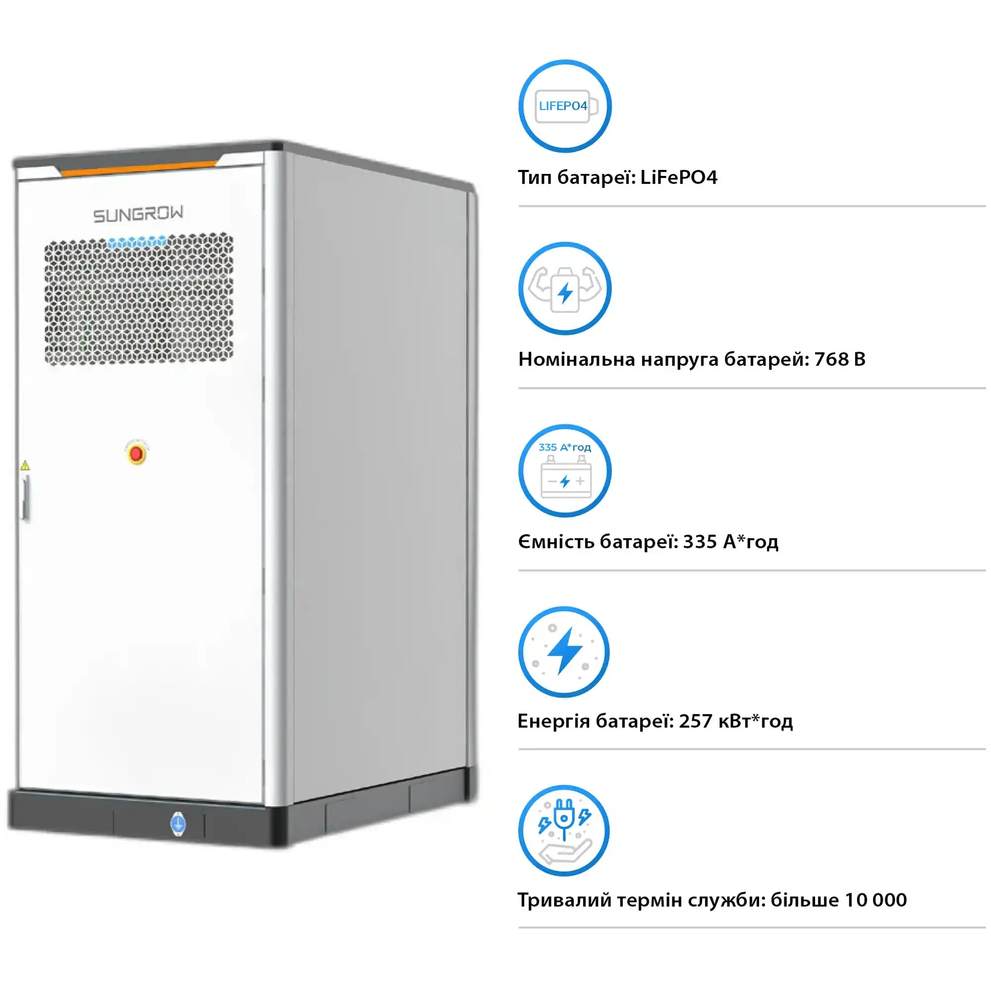 Купить Система хранения энергии Sungrow PowerStack ESS 125KW 255KWh 820v 314AH LiFePO4 IP55, Fire Extinguisher, Liquid Cooled (ST255CS-2H) - фото 4