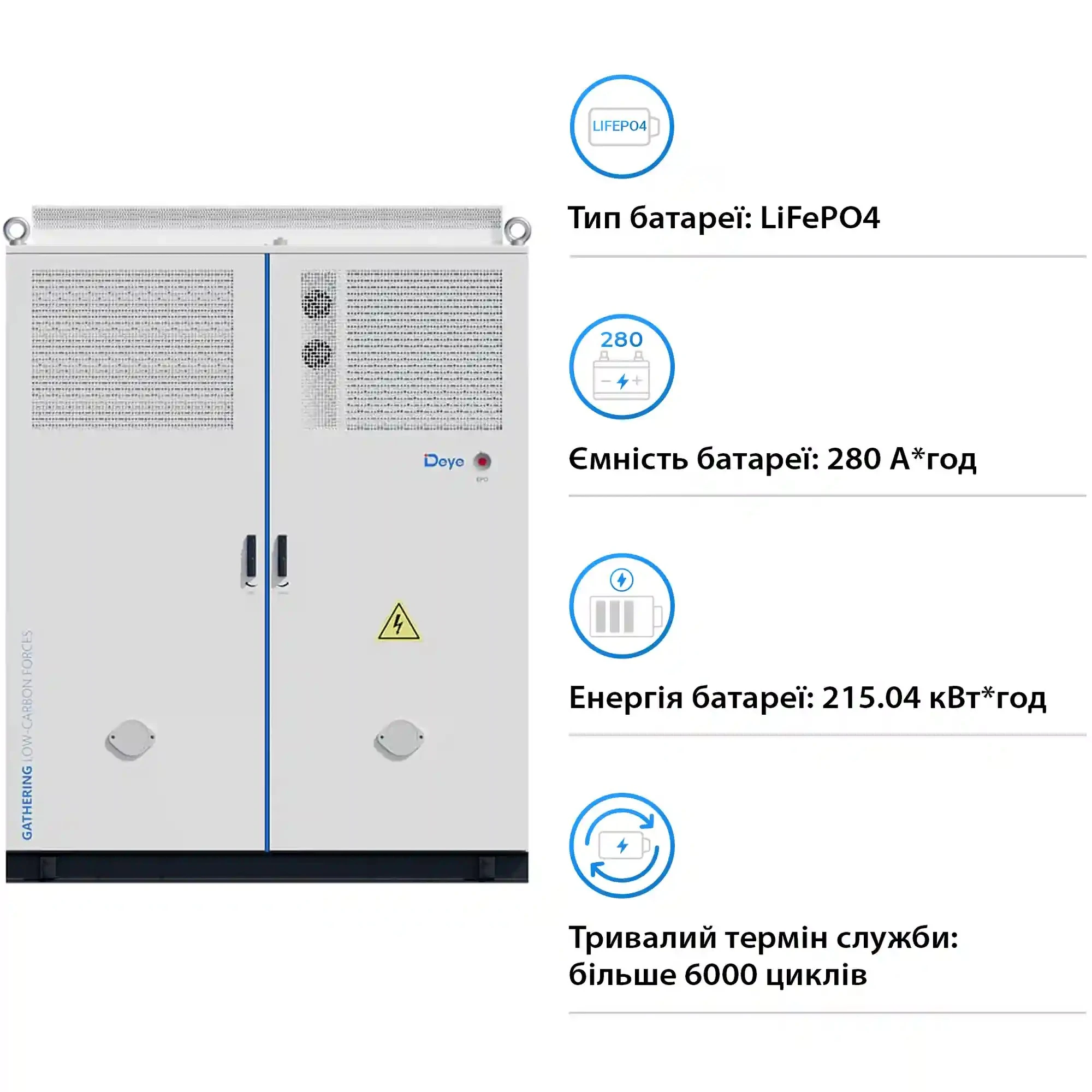 Купить Система хранения энергии DEYE MC-L430-BC-3 768V 280Ah 430kWh LiFePO4 IP54, 200kW MPPT Fire Extinguisher, Air Conditioner (MC-L430-BC-3) - фото 3