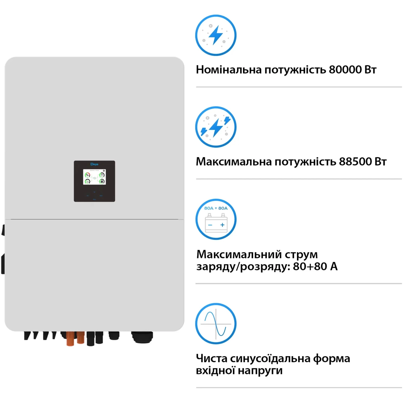 Купить Система хранения энергии DEYE SV-3DE80K1-HGS160K1-1 80kW 160.8kWh 1BAT LiFePO4 ≥10000 циклов - фото 3