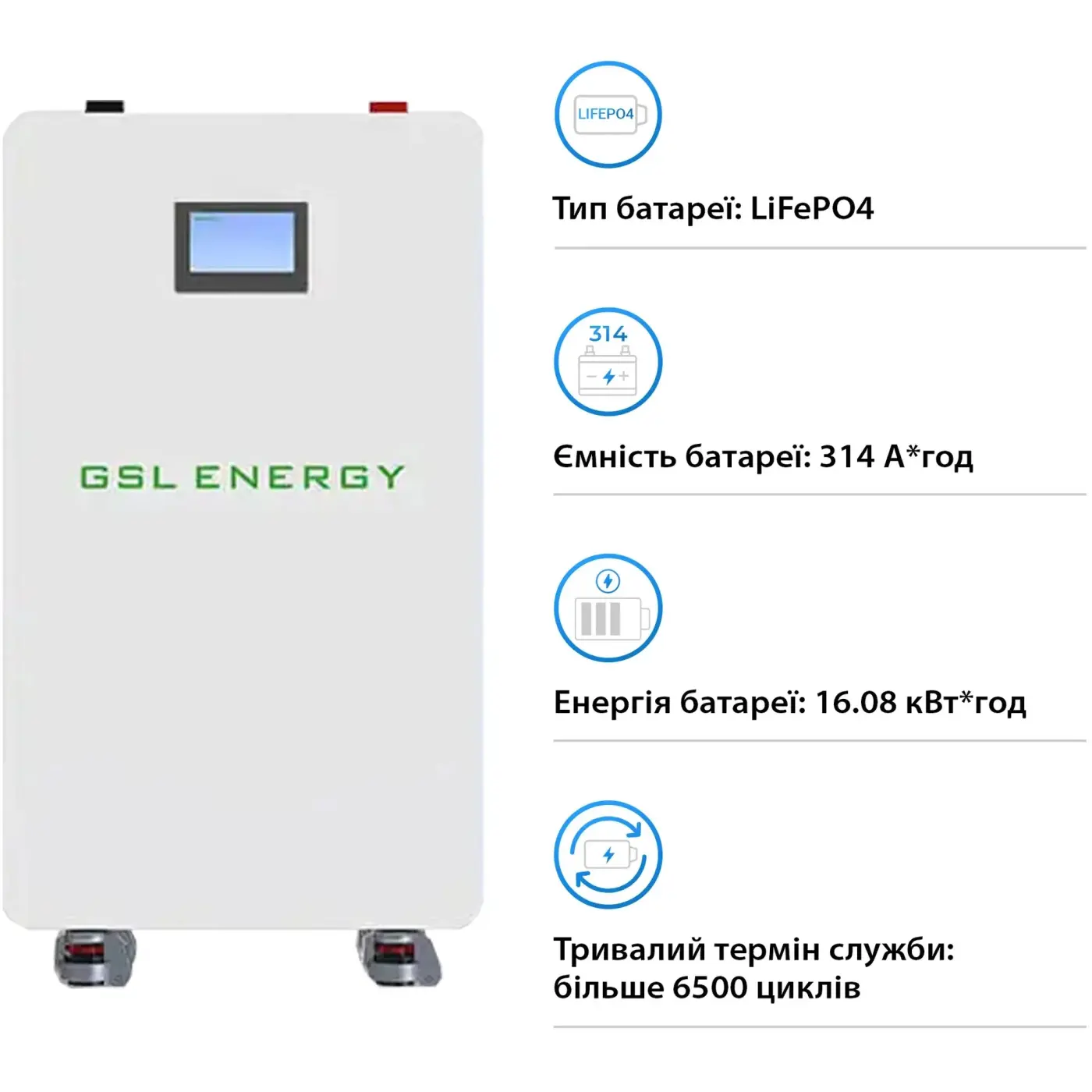 Купити Акумуляторна батарея GSL 51.2V 314Ah 16kWh LiFePO4 (GSL-W-A16K) - фото 3